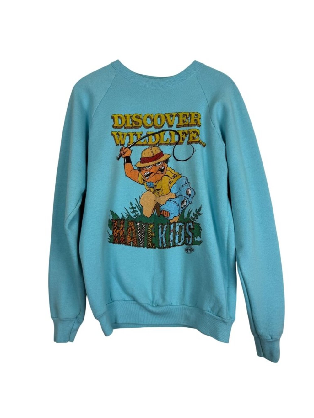 Vtg 80s Screen Stars XL Sweatshirt Discover Wildlife Have Kids Cotton Poly USA